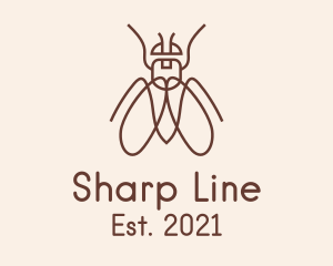 Brown Outline Bug  logo design