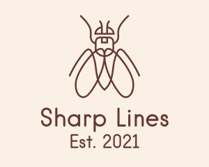 Brown Outline Bug  logo design