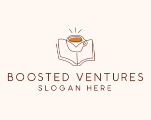 Coffee Library Book logo design