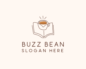 Coffee Library Book logo design