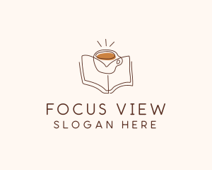 Coffee Library Book logo design