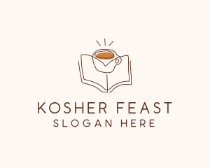 Coffee Library Book logo design