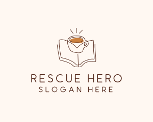 Coffee Library Book logo design