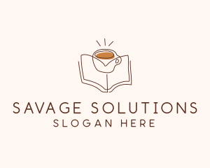 Coffee Library Book logo design