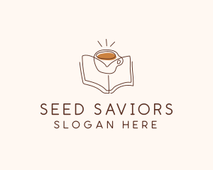 Coffee Library Book logo design