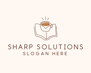 Coffee Library Book logo design