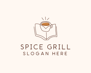 Coffee Library Book logo design