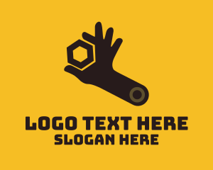 Mechanic Hand Wrench logo design