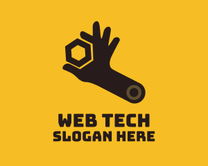 Mechanic Hand Wrench logo design