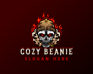 Beanie Smoking Skull logo design