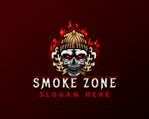 Beanie Smoking Skull logo design