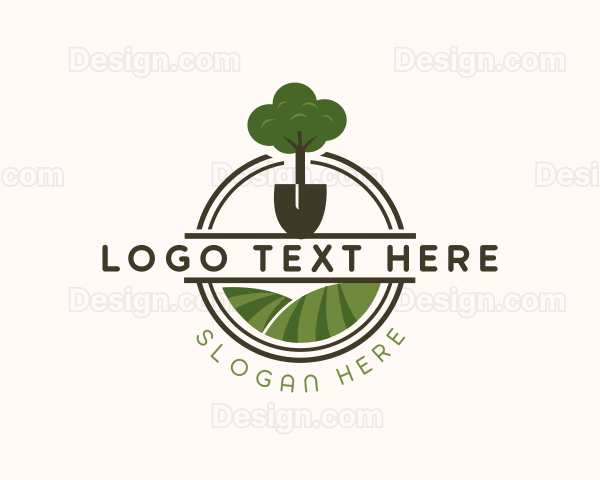 Tree Shovel Gardening Ladnscape Logo