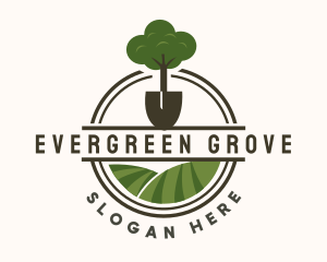 Tree Shovel Gardening Ladnscape logo design