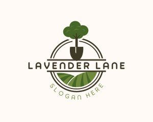 Tree Shovel Gardening Ladnscape logo design