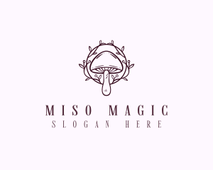 Elegant Floral Mushroom  logo design