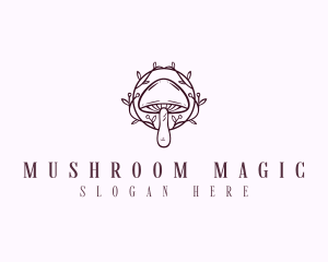 Elegant Floral Mushroom  logo design