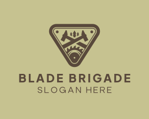 Mallet Saw Blade Logger logo design