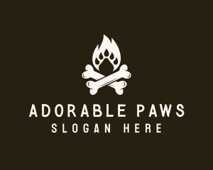 Paw Bonfire Crossbones logo design