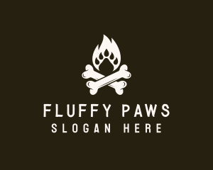 Paw Bonfire Crossbones logo design