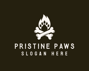 Paw Bonfire Crossbones logo design