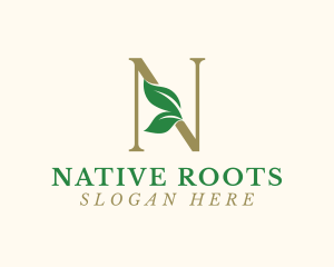 Nature Leaves Letter N logo design