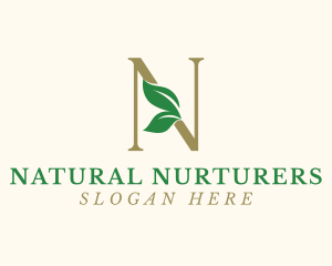 Nature Leaves Letter N logo design