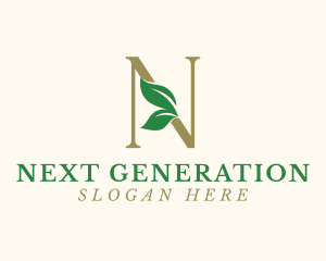 Nature Leaves Letter N logo design