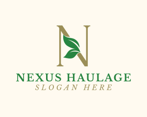 Nature Leaves Letter N logo design