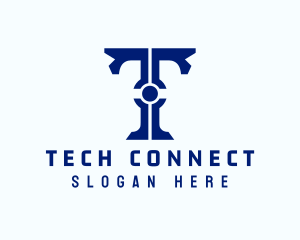 Tech Circuit Letter T logo design