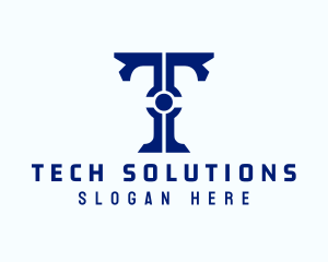 Tech Circuit Letter T logo design