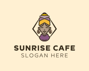 Woman African Cafe logo design