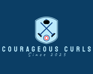 Ice Curling Badge  logo design