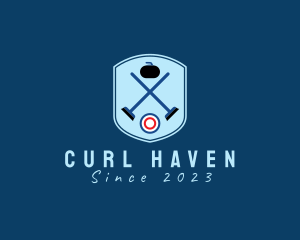 Ice Curling Badge  logo design