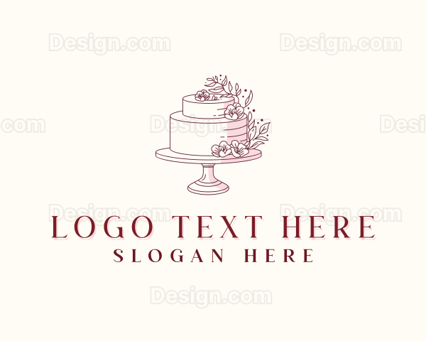 Floral Wedding Cake Logo