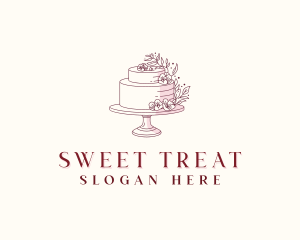 Floral Wedding Cake logo design