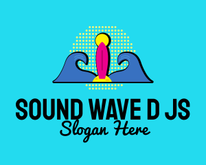 Retro Wave Surfing  logo design