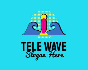 Retro Wave Surfing  logo design