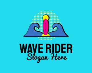 Retro Wave Surfing  logo design