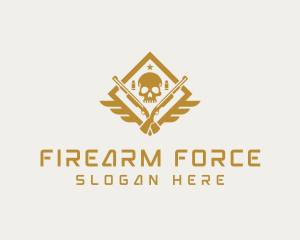 Skull Firearm Shooting logo design