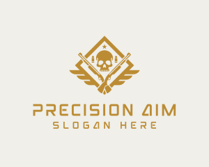 Skull Firearm Shooting logo design