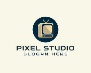 Retro Pixel TV logo design