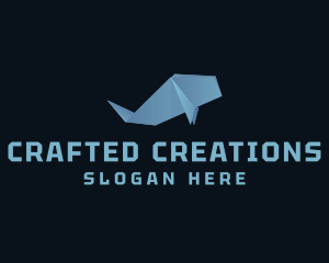 Sea Whale Origami  logo design