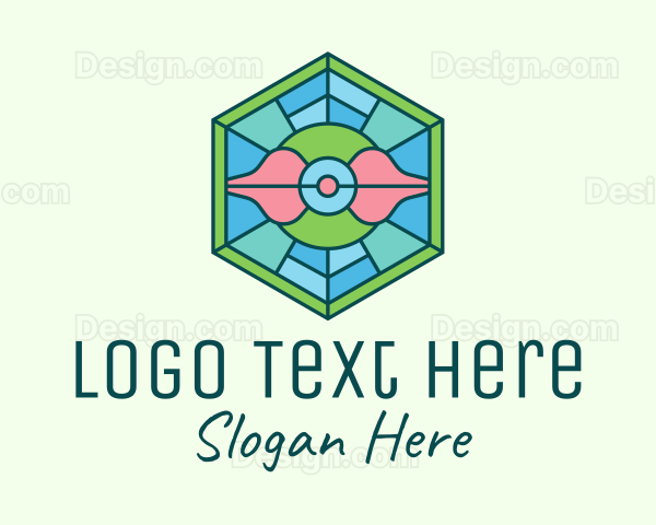 Hexagonal Rose Stained Glass Logo