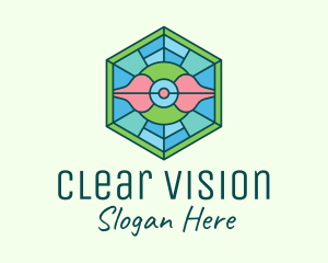 Hexagonal Rose Stained Glass logo design