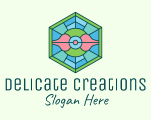 Hexagonal Rose Stained Glass logo design