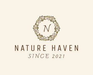 Organic Natural Wreath  logo design