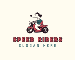Cartoon Dog Motorcycle logo