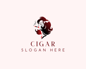 Cigar Woman Smoking logo design