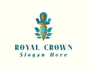 Teal Crown Diamond logo design