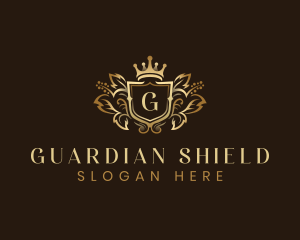 Crown Shield Flower logo design